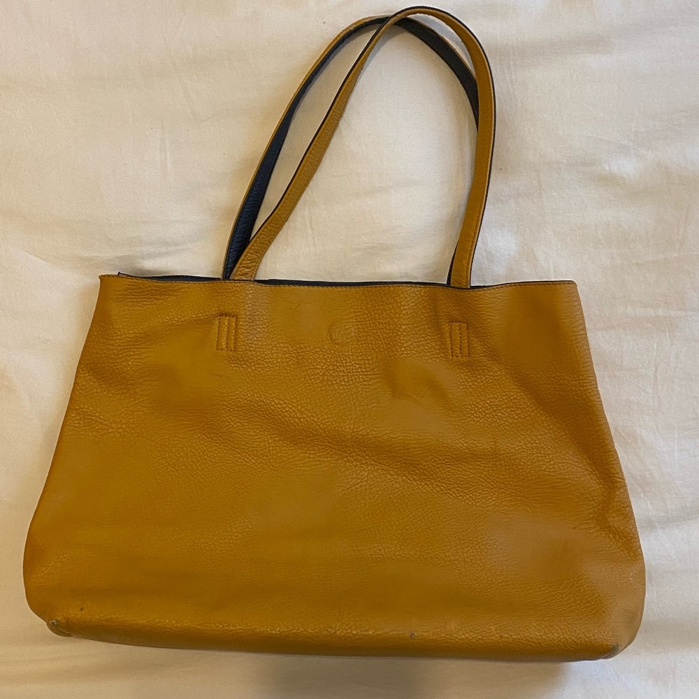 Brooklyn Designer Large Faux Leather Mustard Yellow Purse